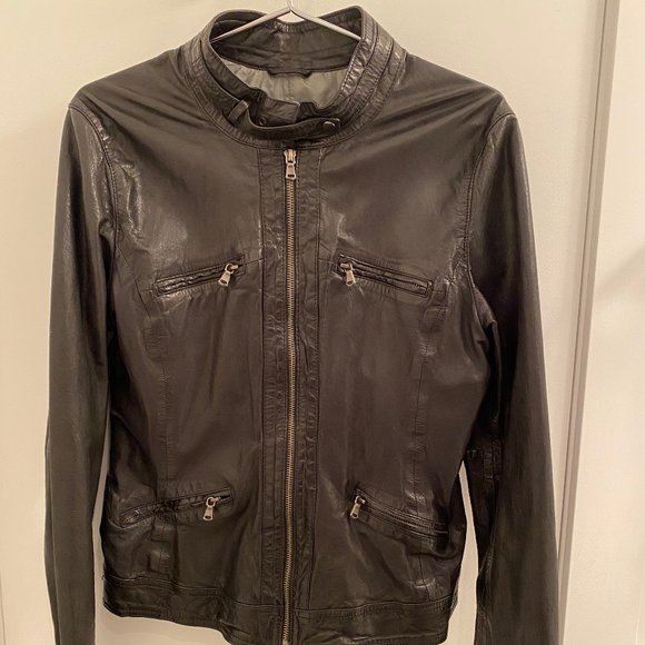 Genuine Leather Women's Moto Jacket by m085, Black Size L - Picture 1 of 4